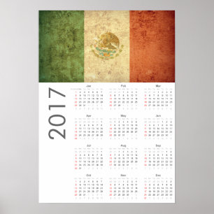 Distressed Mexico Flag Calendar 2017 Poster