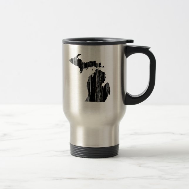 Distressed Michigan State Outline Travel Mug (Right)