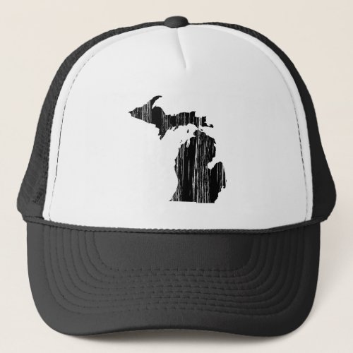 Distressed Michigan State Outline Trucker Hat