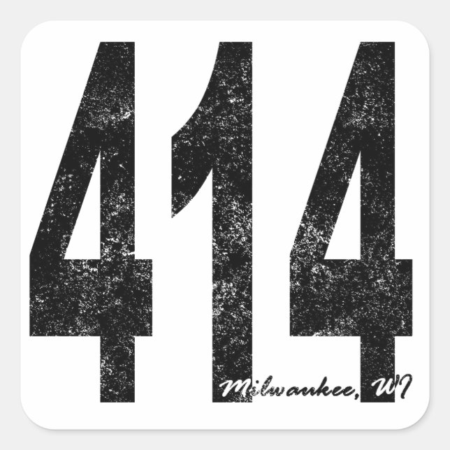 Distressed Milwaukee 414 Square Sticker (Front)