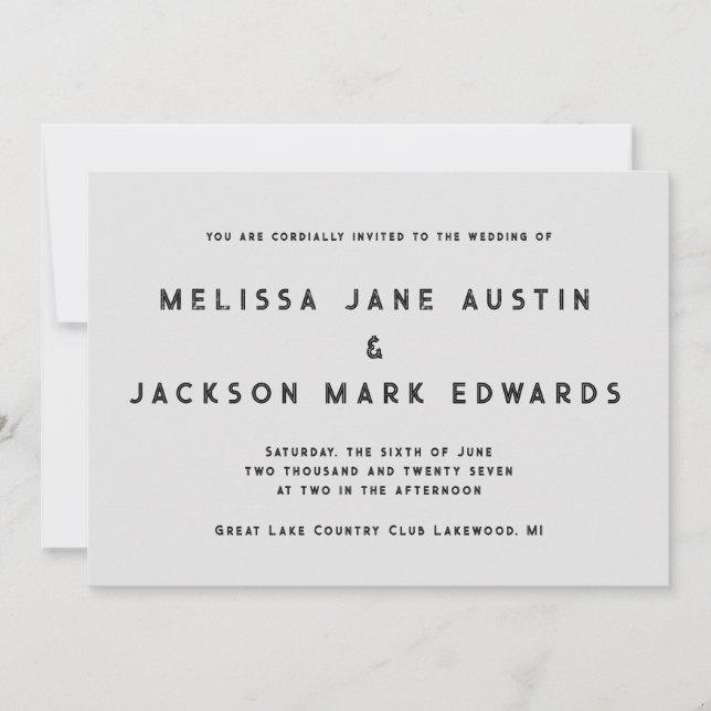 Distressed Minimalism Stone Gray Wedding Invitation (Front)
