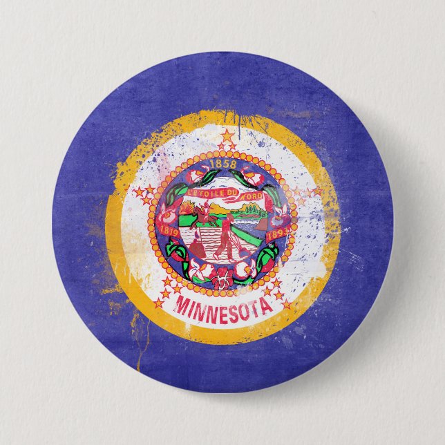 Distressed Minnesota State Flag Button (Front)
