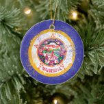 Distressed Minnesota State Flag Ceramic Ornament