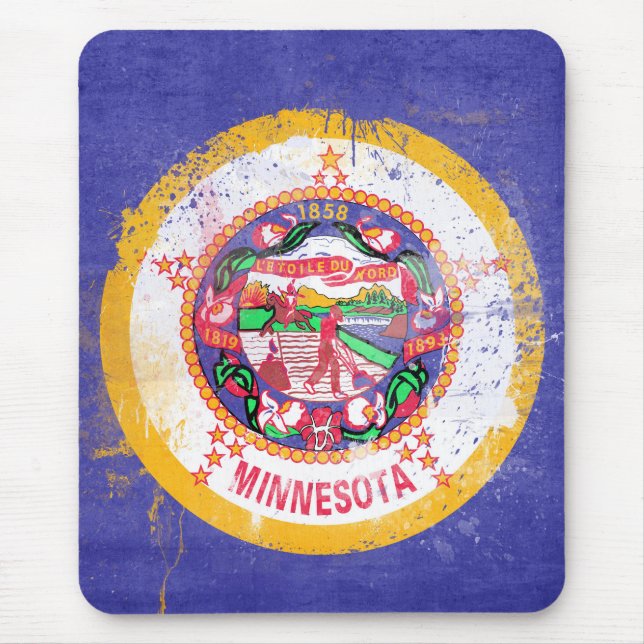 Distressed Minnesota State Flag Mouse Pad (Front)