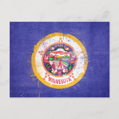 Distressed Minnesota State Flag Postcard