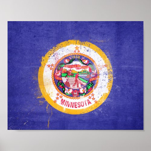 Distressed Minnesota State Flag   Poster