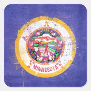 Distressed Minnesota State Flag Square Sticker