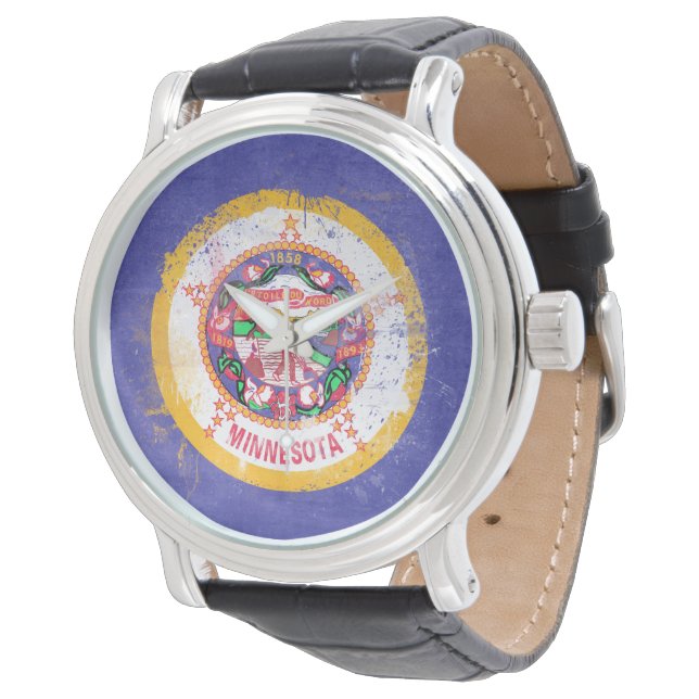 Distressed Minnesota State Flag Watch (Angled)