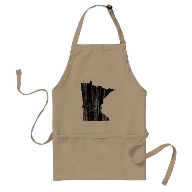 Distressed Minnesota State Outline Adult Apron (Front)