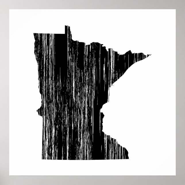 Distressed Minnesota State Outline Poster (Front)