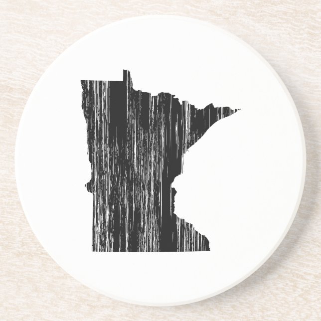 Distressed Minnesota State Outline Sandstone Coaster (Front)