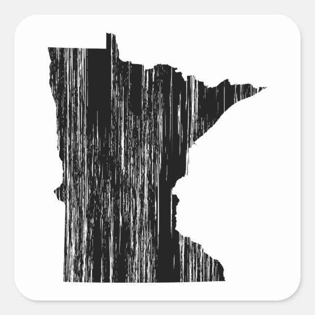 Distressed Minnesota State Outline Square Sticker (Front)