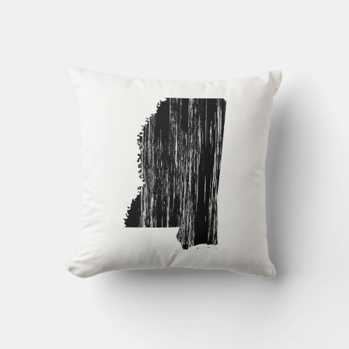 Distressed Mississippi State Outline Throw Pillow
