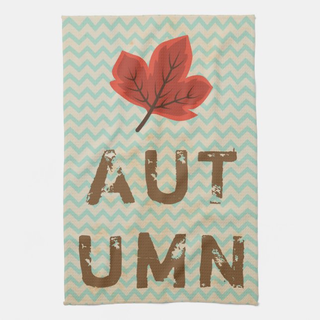 Distressed Modern Autumn  Kitchen Towel (Vertical)