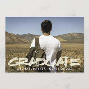 Distressed Modern Text Masculine Graduation Party Invitation