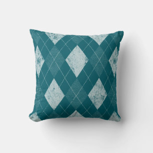 Distressed Monochrome Argyle Throw Pillow