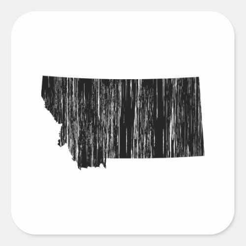 Distressed Montana State Outline Square Sticker