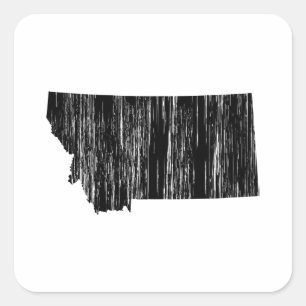 Distressed Montana State Outline Square Sticker