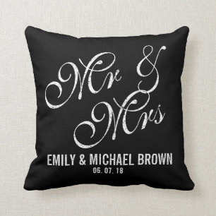 Distressed Mr. and Mrs. Wedding Pillow