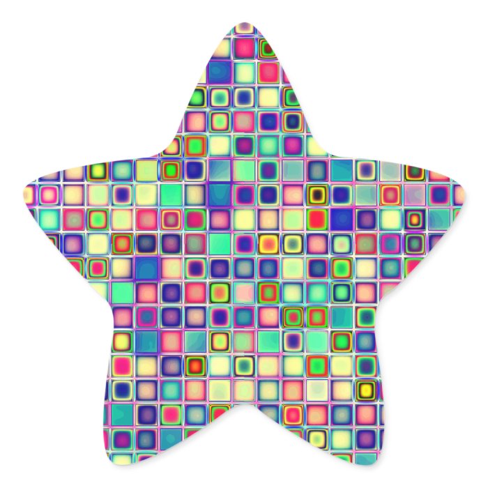 Distressed Multicolored 'Gumdrops' Tiles Pattern Star Stickers