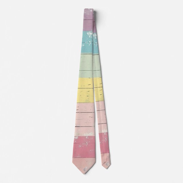 Distressed Multicolored Rainbow Stripe Neck Tie (Front)