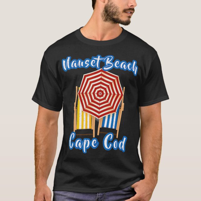 Distressed Nauset Beach Summer Vacation Striped Um T-Shirt (Front)