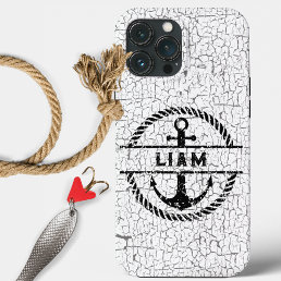 Distressed Nautical Anchor Signature iPhone 13 Pro Max Case
