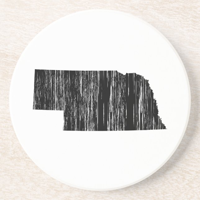 Distressed Nebraska State Outline Sandstone Coaster (Front)