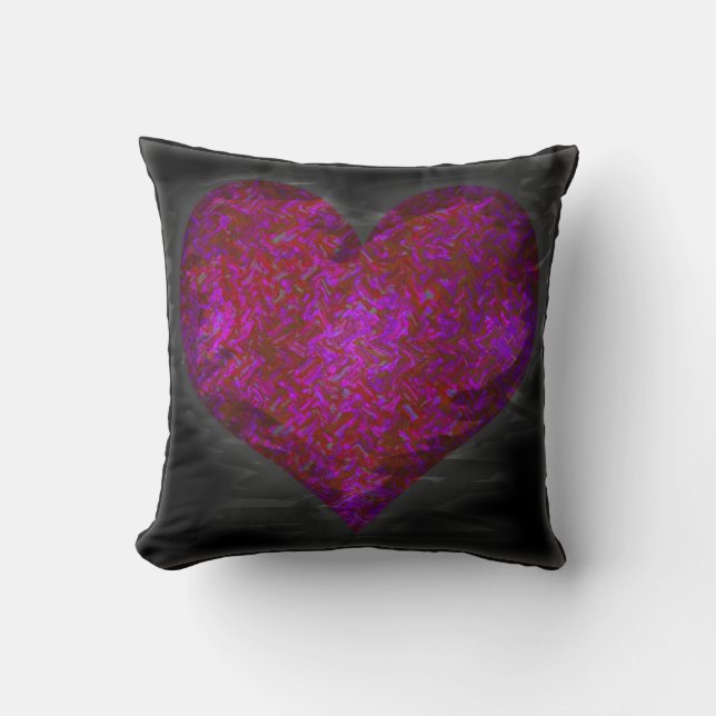 Distressed Neon Heart Throw Pillow (Front)