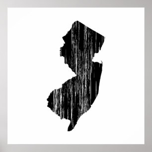 Distressed New Jersey State Outline Poster
