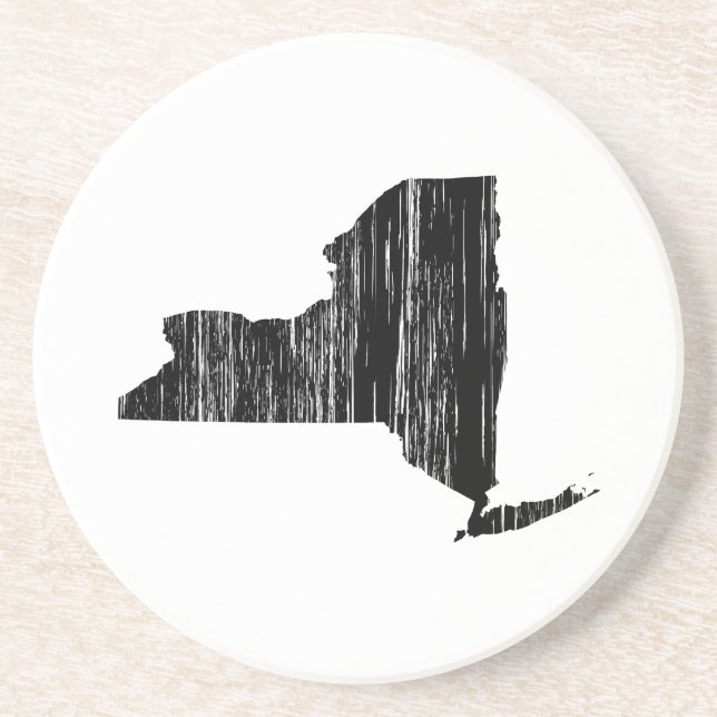 Distressed New York State Outline Drink Coaster (Front)