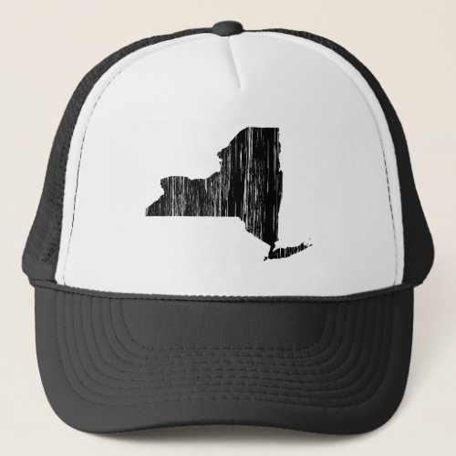Distressed New York State Outline Trucker Hat