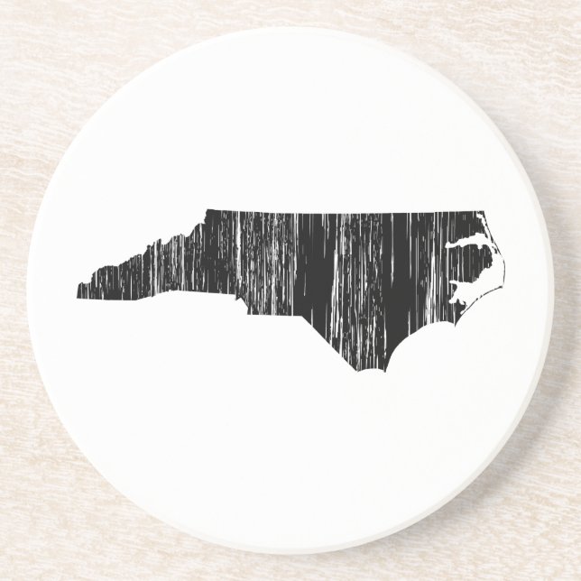 Distressed North Carolina State Outline Drink Coaster (Front)