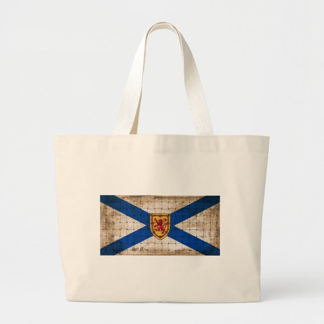 Distressed Nova Scotia Flag Large Tote Bag (Front)