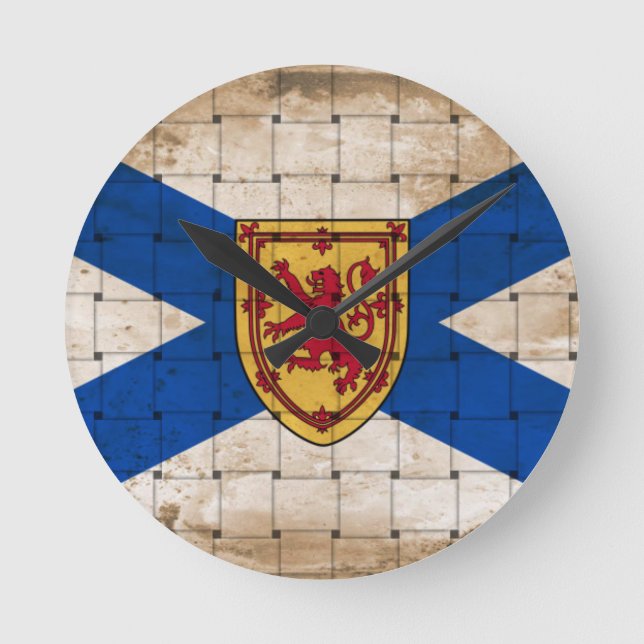 Distressed Nova Scotia Flag Round Clock (Front)