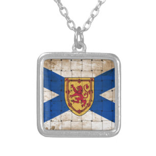 Distressed Nova Scotia Flag Silver Plated Necklace