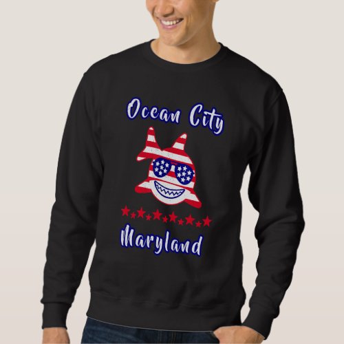 Distressed Ocean City Maryland Patriotic Baby Shar Sweatshirt