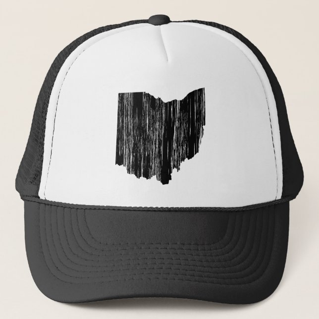 Distressed Ohio State Outline Trucker Hat (Front)