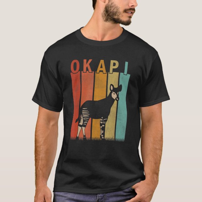Distressed Okapi   Men Women Kid Cute Okapi Retro T-Shirt (Front)