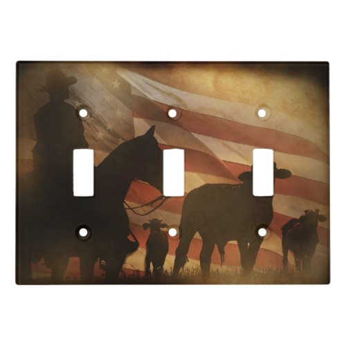 Distressed Old American West Cowboy and Horse Light Switch Cover