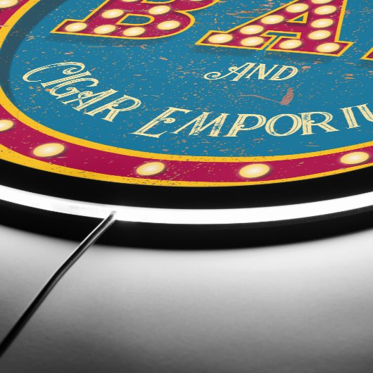 Distressed Old Fashioned Personalized Home Bar LED Sign (Edge)