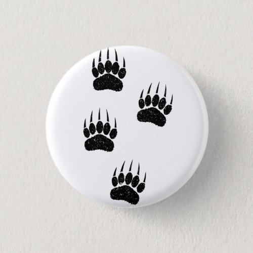 Distressed Old Paper Print Black Bear Paws Button