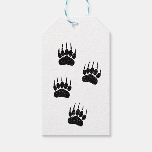 Distressed Old Paper Print Black Bear Paws Gift Tags