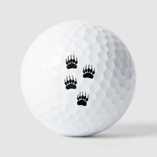 Distressed Old Paper Print Black Bear Paws Golf Balls