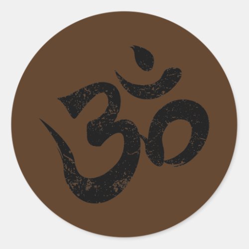 Distressed Om Meditation Spiritual Indian Yoga Classic Round Sticker
