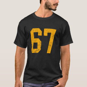 Distressed Orange Number 67 Jersey Player Uniform T-Shirt