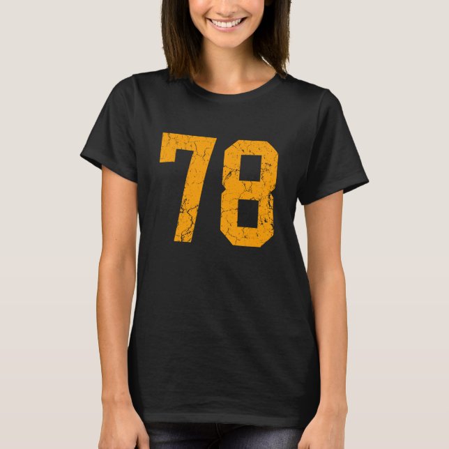 Distressed Orange Number 78 Jersey Player Uniform  T-Shirt (Front)