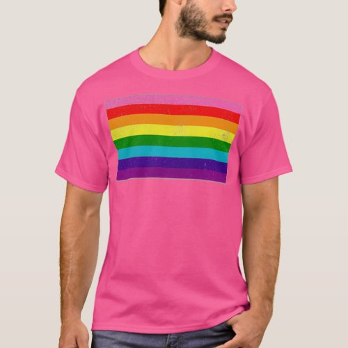 Distressed Original LGBT Gay Pride Flag T_Shirt