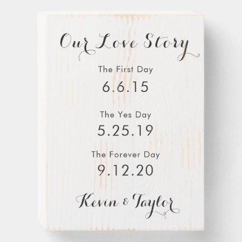 Distressed Our Love Story Wedding Block Decor Wooden Box Sign