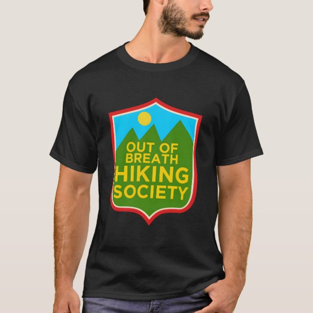 Distressed Out Of Breath Hiking Society T-Shirt (Front)
